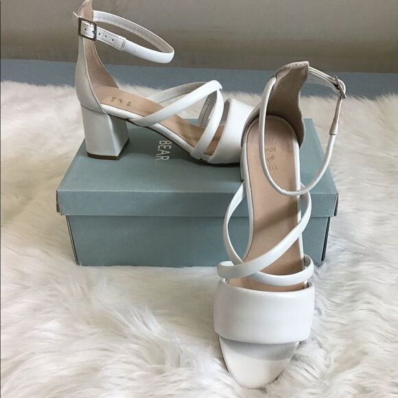 Anthropologie White Sandal Shoe The Bear Sandal May Puff Leather Heel Sandals - Picture 3 of 13